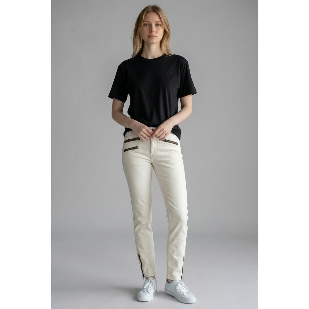 Rag & Bone Skinny Zip Ankle Jeans White Size 30 NWT High Rise Stretch